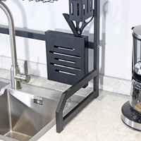 Égouttoir à vaisselle en acier inoxydable à un seul niveau, amovible, pour cuisine, à poser au-dessus de l'évier, avec rangement multifonctionnel