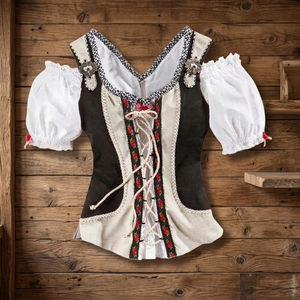 Robe Dirndl bavaroise authentique, costume traditionnel allemand pour l'Oktoberfest avec tablier pour femmes - Product Image 3