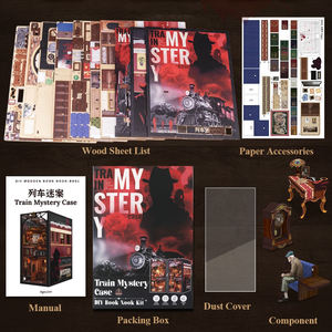 Cutebee 3D en bois Miniature Big Ben étagère série <span class=keywords><strong>de</strong></span> détective maison <span class=keywords><strong>de</strong></span> poupée Train Mystery Case Book Nook avec cache-poussière - Product Image 5