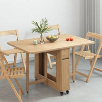 Ensemble Table à Manger Pliante et Chaises en Bois, Gain de Place, Table de Cuisine Repliable Complète