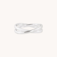 Xinyun Nouveauté Bague Double Vague Torsadée en Argent Sterling 925 Plaqué Or 18K pour Mariage & Fête Unisexe