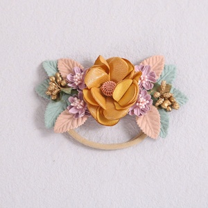 Bandeau en nylon à fleurs pour bébé fille Bandeau élastique doux pour cheveux avec nœud fait main Accessoires pour nouveau-né enfant en bas âge - Product Image 5