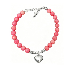 Bracelet à breloques en forme de cœur en corail rose pour femmes, bijoux élégants et minimalistes, cadeau en argent pur S925 - Product Image 5