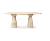 Table ovale italienne et moderne pour salle à manger meubles de restaurant table de salle à manger ensemble table à manger de luxe en travertin à surface polie