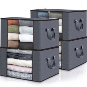 Multipurpose Clothes Organizer Storage Bags Boxes With, Large Window Sturdy Handles for Closet Bedding Toys - Product Image 3