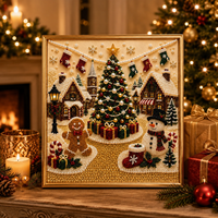 Kit d'art de broderie de perles et de diamants DIY pour décorations d'ambiance de Noël, toile de broderie de perles faite à la main 30x30cm, ornement cadeau de fêtes