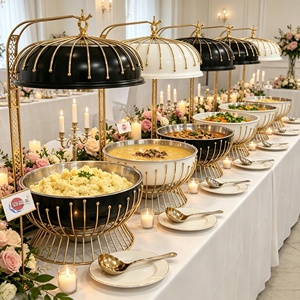 Platos de lujo para calentar y servir Prime Meteor Texture para bodas, catering y eventos, juego de calentadores de alimentos para buffet. - Product Image 1