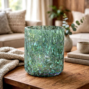 Porte-bougie en verre vert moucheté, pot à bougie rond, lanterne décorative pour la maison, la décoration de table de mariage - Product Image 1