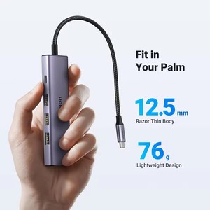 Revodok UGREEN Hub USB C 5 in <span class=keywords><strong>1</strong></span> Adattatore Multiporta 4K <span class=keywords><strong>HDMI</strong></span> 100W Power Delivery <span class=keywords><strong>3</strong></span> USB A <span class=keywords><strong>3</strong></span>.0 5Gbps Dongle USB C per MacBook Pro - Product Image 3