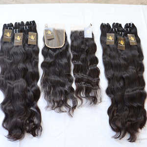 Vente en gros d'usine, cheveux humains vierges indiens bruts, cuticules alignées, paquet de cheveux non traités avec fermeture en dentelle Hd transparente suisse - Product Image 2