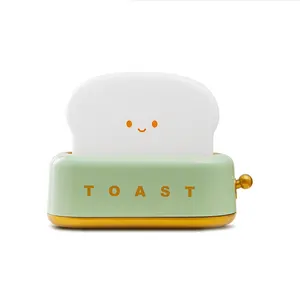 Toast Night Light Rechargeable Timer Adjustable Brightness Cute Bread LED Holiday Gifts Portable Bedroom Bedside Bed lamp