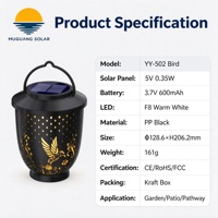 Lampe de projection solaire pour oiseaux, lanterne suspendue pour jardin extérieur, LED blanc chaud, lampe décorative de paysage