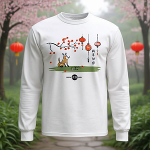 T-shirt a maniche lunghe con zodiaco cinese dell'anno del cane della terra - Product Image 3