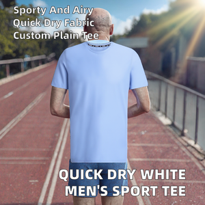Nouveauté T-shirts de sport pour hommes en polyester 100% respirant et à séchage rapide, blancs, motif lettres, design uni, manches courtes - Product Image 2