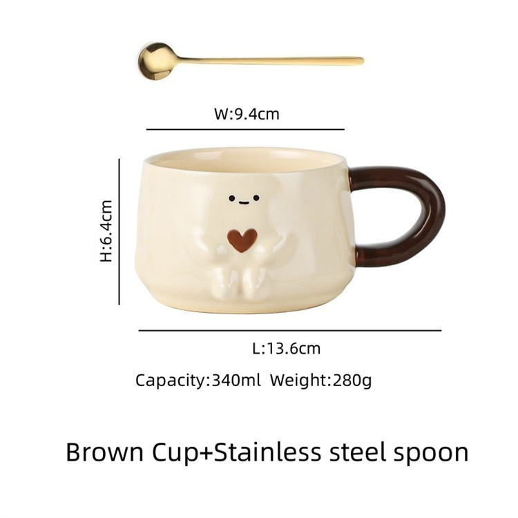 Brown cup+spoon