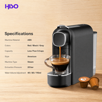 Machine à café à vapeur compacte, pression de 20 bars, 1400 W, volume réglable, bac à gouttes amovible, rouge, noir, gris, pour usage domestique