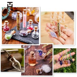 Bouteilles en verre transparentes à large ouverture, vides, décoratives, pour messages de vœux, avec bouchon en bois - Product Image 3