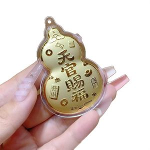 Porte-clés en forme de calebasse en or pur 999, style identique à celui du téléphone portable, petit cadeau décoratif, bénédiction des officiers célestes - Product Image 5