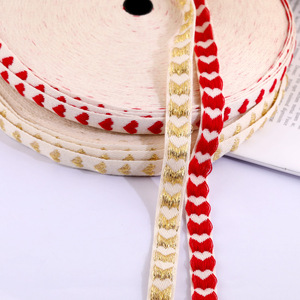 Red Heart Cotton <b>Ribbon</b> 1.5Cm Valentine'S Day Gift Decoration Craft Supply - Product Image 5