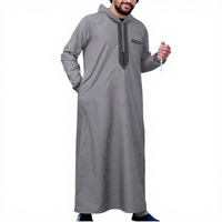 Robe à capuche marocaine brodée CCY, Boubou Homme Musulman, Vêtements islamiques modestes, Qamis Ramadan Jalabiya pour hommes