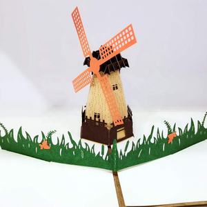 Carte de vœux 3D pour enfants, moulin à vent hollandais créatif, sculpture sur papier 3D rétro, <span class=keywords><strong>film</strong></span> architectural 3D, carte de vœux <span class=keywords><strong>gay</strong></span> pour enfants - Product Image 2