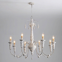 Lampe suspendue rustique française pour chambre à coucher, villa, gîte, restaurant, luminaire en bois style bougie, lustre américain pour salon
