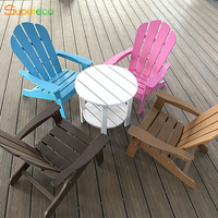 Chaise Adirondack Moderne Aspect Bois HDPE Grande Conception Pliante Repose-jambes Porte-gobelet Chaise de Jardin Extérieur pour Cuisine Scolaire Vente en Gros