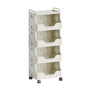 OWNSWING <span class=keywords><strong>Panier</strong></span> de rangement empilable en plastique <span class=keywords><strong>Panier</strong></span> <span class=keywords><strong>à</strong></span> <span class=keywords><strong>linge</strong></span> avec roues Bacs de rangement empilables ouverts <span class=keywords><strong>à</strong></span> l'avant - Product Image 1