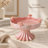Assiette décorative en céramique Jossin, motif floral, plateau sur piédestal, assiette à dessert, bol à fruits, décoration pour la maison