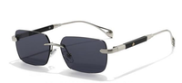Lunettes de soleil sans monture carrées transparentes en métal, style vintage années 90, logo personnalisé, petit rectangle, durables, de luxe