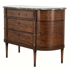 Cassettiera Classica in Stile Luigi XVI con Piano in Marmo Demilune e 3 Cassetti, Mobile Antico Provinciale Francese per Arredamento Soggiorno - Product Image 2