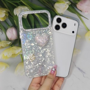 Custodia per telefono di lusso da ragazza, <span class=keywords><strong>con</strong></span> strass 3D, cuore, rosa, perla e guscio olografico per iPhone X fino a 18, Samsung, Redmi, <span class=keywords><strong>OPPO</strong></span>, VIVO - Product Image 3