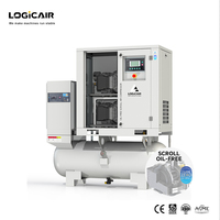 Compresor de Aire de Tornillo Industrial Sin Aceite LOGICAIR 3.7Kw 5.5Kw Silencioso 4 en 1, Compresor de Aire de Tornillo Sin Aceite para Hospitales