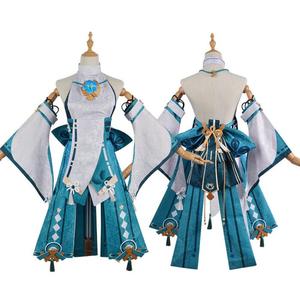 Ecowalson <span class=keywords><strong>Yae</strong></span> <span class=keywords><strong>Miko</strong></span> <span class=keywords><strong>Cosplay</strong></span> <span class=keywords><strong>Genshin</strong></span> <span class=keywords><strong>Impact</strong></span> disfraz vestido turquesa disfraces de Halloween para mujeres nueva peluca vestido traje de fiesta - Product Image 3