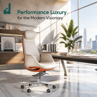Chaise de Direction Ergonomique Moderne à Dossier Haut Réglable en Cuir avec Appuie-tête Fixe et Base en Acier, Garantie 1 An pour Bureau Général