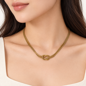 Collar de Nudos Multifilamento de Acero Inoxidable con Baño de Oro de 14K al Vacío, Cadena Ajustable de 42 + 5 cm, 10.2 g - Product Image 4