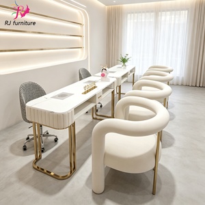 Beauty Salon Professional White Marble Top <b>Nail</b> Table and Chair Set Multi-function <b>Nail</b> Table Beauty Salon Manicure Furniture - Product Image 1