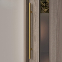Poignée de porte en verre en acier inoxydable doré brossé Simple American B002, 1200 mm, pour hôtels, portes en bois massif encadrées, entrées