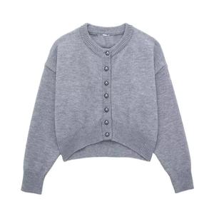 Dalang Women's Wool Short <b>Cardigan</b> Long Sleeve Knitted Sweater Single Breasted Loose Fit Medium <b>Thickness</b> - Product Image 1