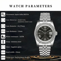 Jam Tangan Mekanik Otomatis OEM dengan Kaca Safir Stainless Steel 316L Custom 5ATM, Mesin Jepang 8215 & NH35, Berluminescence, dengan Fitur Hari dan Tanggal