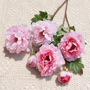 Flores de Peonía Artificiales Nórdicas INS al por Mayor, 3 Cabezas, Color Blanco y Rosa, para Decoración del Hogar y Bodas - Product Image 2