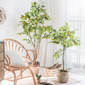 <span class=keywords><strong>Fleurs</strong></span> décoratives d'intérieur de grande taille en gros Citronnier artificiel populaire en ligne Plante Mariage Occasion de Pâques Plantes en pot - Product Image 2