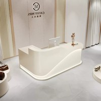 Bureau de réception octogonal moderne en MDF laqué avec éclairage LED pour immeubles de bureaux et espaces commerciaux