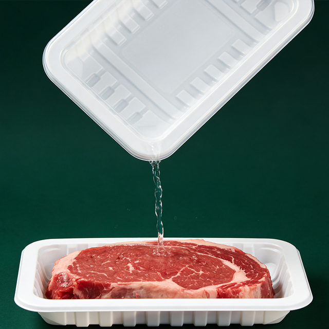 Recyclable Blister PP Plastic Food Container Trays Waterproof Modified Atmosphere Packaging for Fruit Meat Sea Food Salmon