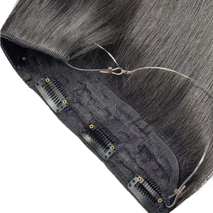 Extensiones de cabello Halo <span class=keywords><strong>invisible</strong></span> para cabello fino 100% cabello humano Fishline Halo Piece Extensiones de clip sin costuras para volumen - Product Image 2