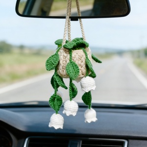 Panier suspendu en crochet fait main pour plantes/fruits, pendentif de voiture pour rétroviseur, <span class=keywords><strong>roses</strong></span> de la Saint-Valentin, produit transfrontalier très vendu - Product Image 3
