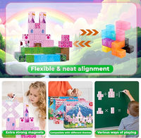 Vente en gros usine, prix réduit, personnalisable, jeu de table éducatif, cube de construction magnétique rose amusant et coloré en forme de château