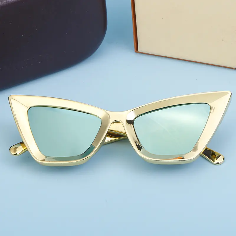 Fashion Retro Cat Eye Small Frame Style Electroplated Gold Sunglasses Colorful Fashion Y2K Sports Sunglasses 2023