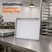 Plateau de cuisson en aluminium commercial 400x600mm, épaisseur 1,0mm, bord renforcé, plaque pour boulangerie