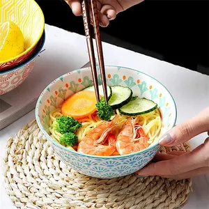 Newell Wholesale Japanese Style Decorative Cute Serving Fruit Rice Salad Ramen Ceramic Bowl With Custom Logo